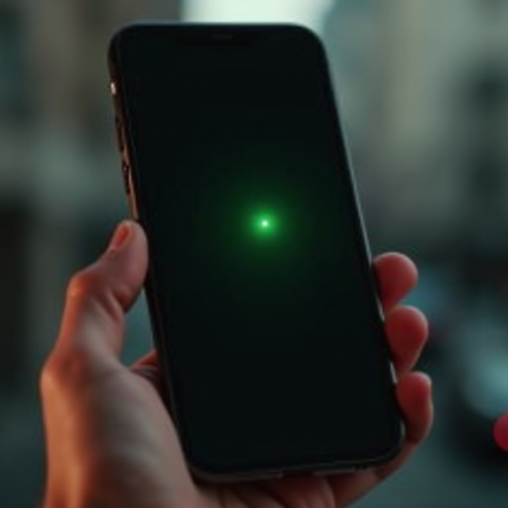 iPhone ekranında yeşil nokta
