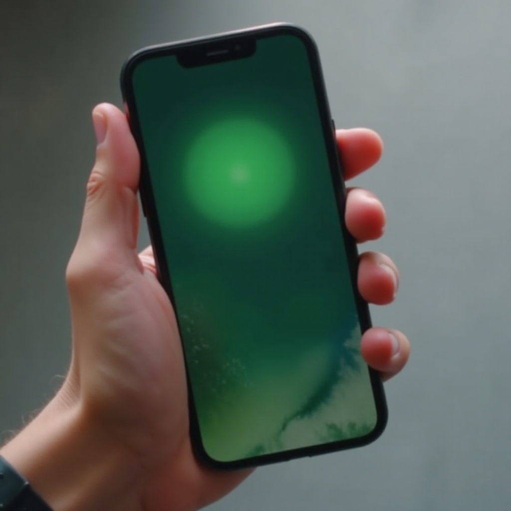groene stip op iPhone-scherm